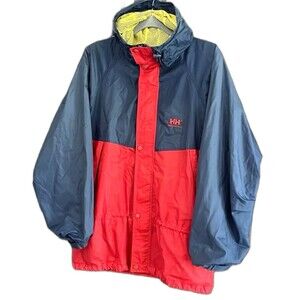 Vintage 90s Helly Hansen Sailing Color Block Rain Jacket Men's S-M Red Blue